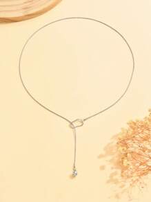 1pc European & American Style Simple Round Bead Gold Necklace
