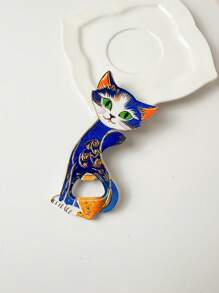 1pc Charming Cat Shaped Colorful Y2K Style Embossed Gold Foil 2-In-1 Fridge Magnet Bottle Opener, Suitable For Home Decor, Daily Use And Holiday Gift