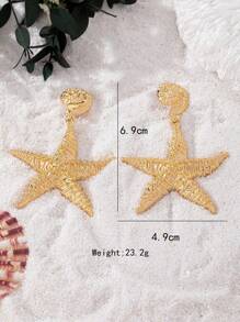 1 Par de Brincos Metálicos Estilosos de Estrela-do-Mar, Design Elegante e de Alta Qualidade, Adequado para Uso Diário por Mulheres