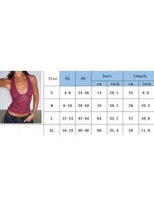 Women Lace Halter Tank Tops Y2K Floral Lace Sleeveless Deep V Neck Ruffle Hem Low Cut Sheer Mesh Crop Top Sexy See Through Backless Vest Shirts Summer Going Out Tops Party Club Streetwear - 咖啡棕 - 查看 5