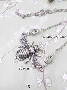 1 件银色金属蜜蜂昆虫动物吊坠项链，适合男士/女士、派对、日常装扮、配饰 - 銀色 - 查看 8