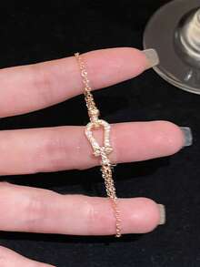 1 件时尚马蹄形方晶锆石手链，百搭马蹄形手链，女士珠宝配饰 - 馬蹄扣手鍊 - 查看 10