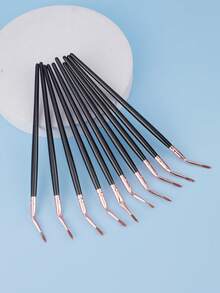 2/5/10pcs Blade Eyeliner Brush Ultra-Fine Flat Head Angled Eyebrow Brush Eyeliner Pen Brush Portable Makeup Tool Black & Gold - Multicolor - View 9