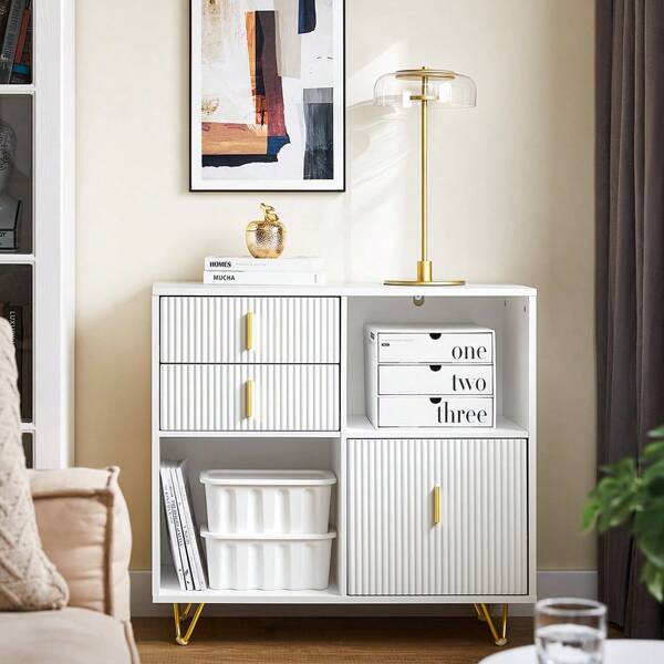 SoBuy Aktenschrank Druckertisch Druckerständer Lagerschrank Schrank für Büro Nachttisch Sofatisch Beistelltisch Weiß BHT ca. 80x75x40cm ASK11-W