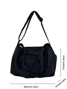 The New Fashion Classic Joker Solid Color, Large Capacity And Multi-Pockets, With Earphones, Is Designed To Be Light And Portable, And The Shoulder Bag Is Suitable For Outdoor Travel And Short-Distance Travel. Bag For School School Accessories School Stuff Travel Essentials Holiday Vacation Duffle Bag Luggage Suitcase Travel Bag For Women - Black - View 6