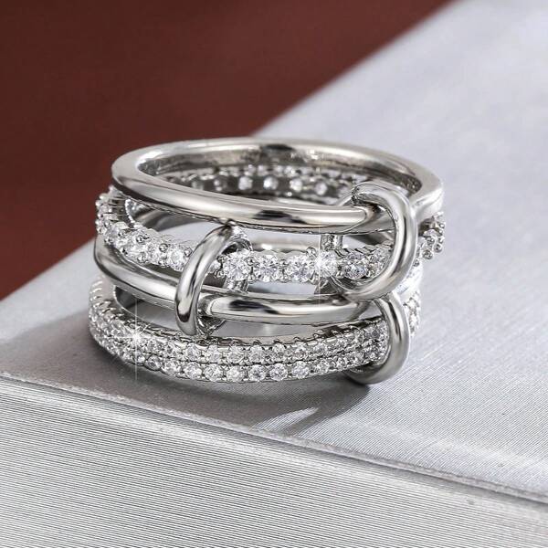 1 anillo de diseño de moda con zirconia artificial para mujer