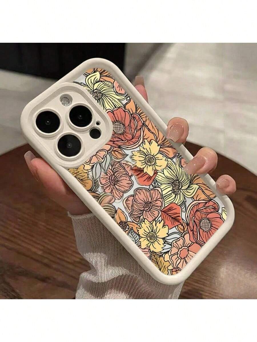 Funda para phone 16 Pro Max, 15 Plus, 14, 13, 12, 11 y XS. Diseño floral MAMA. Funda protectora de silicona TPU antigolpes. Ideal para chicas y mujeres. - Blanco marfil - Ver 1