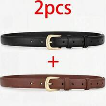 1pc/2pcs-Fashionable Women Belt With Metal Buckle, Suitable For Various Festivals, Parties And Casual Occasions