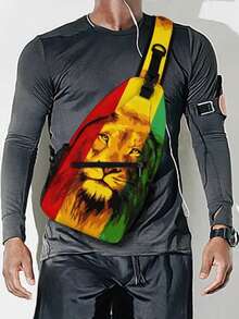 Reggae Rastafari Lion Pattern Men Large Capacity Chest Bag, Green Leaf Flag Print Crossbody Bag, Shoulder Bag, Sports Bag, Travel Bag, Suitable For Daily, Travel, Work, Campus, Vintage Philippine Flag Large Capacity Chest Bag - Multicolor - View 7