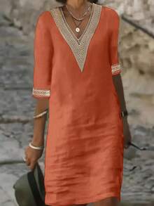 Women Short Dresses - Orange - View 1