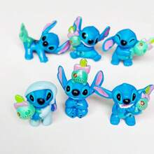 Disney Disney Stitch 6-Piece Stitched Action Figurines, Anime Themed Plastic Figurines, Comic Character Models, For Home Decoration, Party Supplies, Indoor And Outdoor Use, Great For Christmas, Halloween, Easter, Thanksgiving