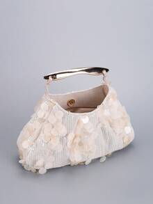 女士时尚精致纯色亮片晚宴包、金属手提亮片装饰手提包，以及小众设计褶皱云朵包。适合派对、婚礼、送礼、约会、购物、毕业典礼和节日。