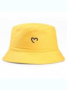 1 pièce Chapeau seau en forme de cœur unisexe, casquette de protection solaire décontractée pour l'extérieur