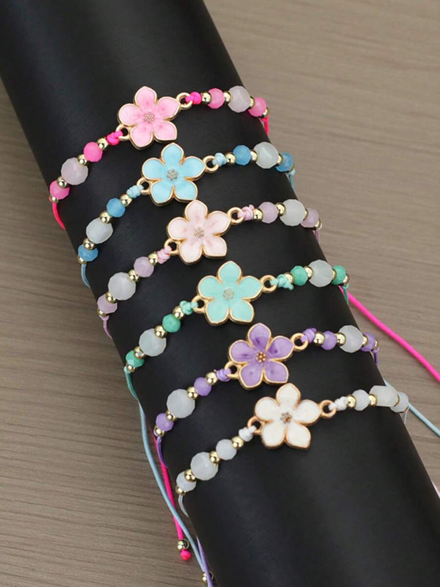 51Luckind Fashion Handmade Braided Rope Bracelet Charms Cherry Flower Personalized Bracelet For Women Girls Party Jewelry - Cherry Blossom Bracelet - View 1