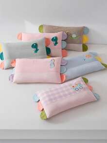 1PC 贴片刺绣儿童枕头，柔软舒适儿童卧室恐龙动物刺绣枕头，适用于儿童房装饰（枕套+枕芯）