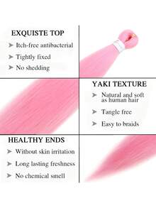 Pink Braids Hair Extensions Synthetic Braiding Hair Pre Stretched Braids 1/2/3 Pcs - Pink - View 6