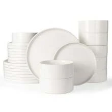 Richmount 24-Piece Dinnerware Sets, Service For 8, Round Bowls And Plates, Oven Safe, Microwave And Dishwasher Safe - 純白 - 查看 1