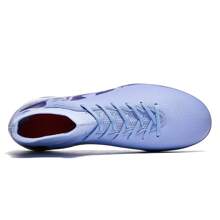 (Rozmiar: 34-46) Korki do piłki nożnej/baseballu/soccera, buty sportowe na świeżym powietrzu dla mężczyzn i kobiet, korki TF, dla studentów i dorosłych, odpowiednie na sztuczną murawę i naturalną trawę, długie korki AG, antypoślizgowe i wytrzymałe, profesjonalne skórzane fioletowe buty piłkarskie z wysoką cholewką, młodzieżowe, Liga Mistrzów i Mistrzostwa Świata, najlepsza cena