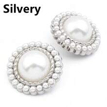 6pcs Metal Pearl Combination Button Shank Sewing Buttons Garment Coat Buttons, DIY Decorative Buttons For Crafts, Fashion Buttons For Clothing Sewing & Knitting Supplies. (Size: 1.5cm-2.5cm )