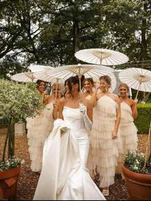 10pcs/6pcs/4pcs/1pc Multiple Specifications, Unfolded Into 30cm Diameter, 40cm Diameter /60cm Diameter/Festival Wedding Decoration And Accessory Paper Umbrellas - Handcrafted Traditional Bridal Umbrellas - Elegant Photo Props And Party Accessories, No Electricity Required - White - View 3