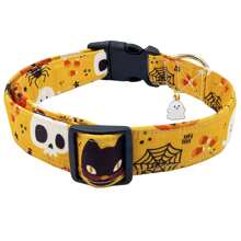 Collier pour chien d'Halloween, cadeau de fête pour animaux de compagnie, collier avec pendentifs mignons, ajustable avec citrouille, araignée, fantôme, chauve-souris pour chiens petits, moyens et grands, mâles et femelles