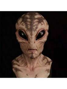 1 Piece, Halloween Alien Vampire Costume Anime Cosplay Sci-Fi UFO Alien Mask Horror Headdress Latex Mask Synthetic Latex Realistic Mask Fun Full Neck Headdress Prank Props Daily Role Play Costume Shooting Props Bar, Club Rave Party Supplies, Stage Performance Accessories (Latex Material Has A Slight Odor)