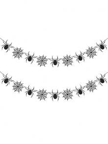 18 buc banner negru cu pânză de păianjen de Halloween, decorațiuni de petrecere de Halloween, decor de păianjen de Halloween, decor de banner cu pânză de păianjen suspendat, ghirlandă de Halloween cu banner, ghirlandă cu pânză de păianjen neagră cu sclipici - decorațiuni de petrecere de Halloween, decor de păianjen de Halloween, decor de Halloween, decor de toamnă, decorațiuni de Halloween, decor de banner cu pânză de păianjen suspendat, articole pentru petrecere de Halloween ghirlandă Halloween, decorațiuni de petrecere de Halloween - Negru - Vizualizare 2