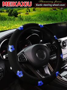 MEIKAXIU 1pc Neoprene Shiny Flower Design Elastic Steering Wheel Cover, Waterproof & Anti-Slip, Fits 14.5-15 Inch Ladies Steering Wheel - 37-38cm 14.5-15 Inches - View 5