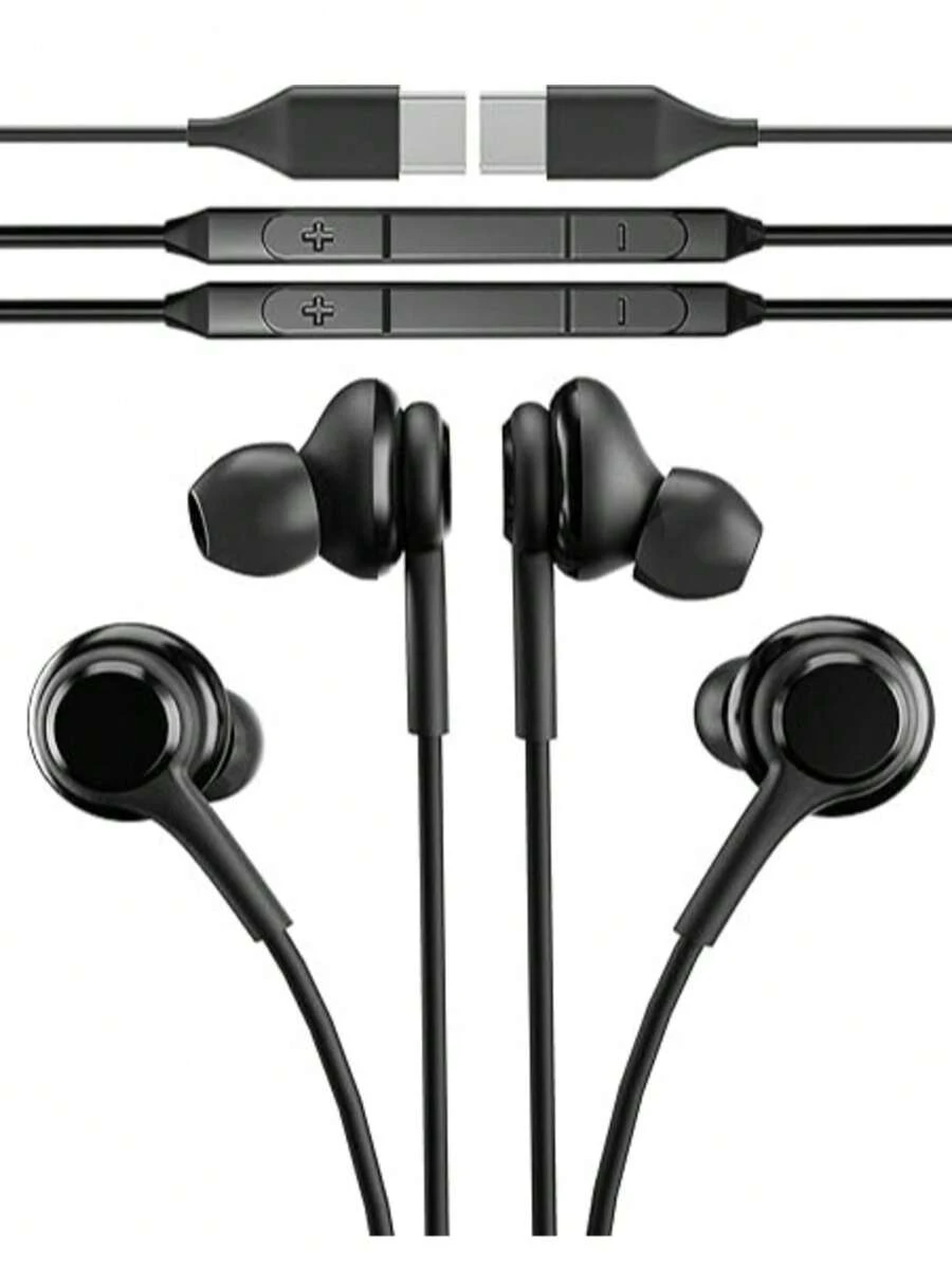 USB C 耳机带麦克风 C 型插孔耳机有线耳塞（1-2 包）兼容 Galaxy S20 S21 S22 S23 Ultra Note 10 20 Z Flip Pixel 7 Pro Chromebook 电脑游戏笔记本电脑