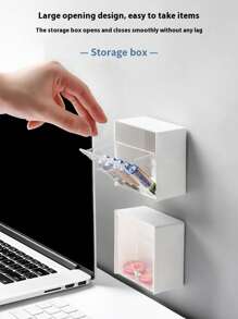 4 szt./3 szt./2 szt./1 szt. Ścienne pudełko do przechowywania czystych wacików, łazienkowy organizer ścienny z klapką bez dziurkowania, pudełko do przechowywania kosmetyków, pudełko do przechowywania biżuterii, plastikowy stojak do przechowywania, używany do organizowania i przechowywania czystych wacików, nici dentystycznej, sznurków do włosów, spinek do włosów, podkładki do makijażu, puszki do pudru, szminki, odpowiednie do domu, akademika, komercyjnego, łazienki, dekoracji pokoju, kolekcji łazienkowej, kolekcji sypialni, pudełko do przechowywania
