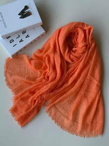 1条女士优雅纯色休闲轻薄围巾，用途广泛，适合日常佩戴、海滩度假、防晒、春秋季搭配连衣裙。 - A - 查看 33