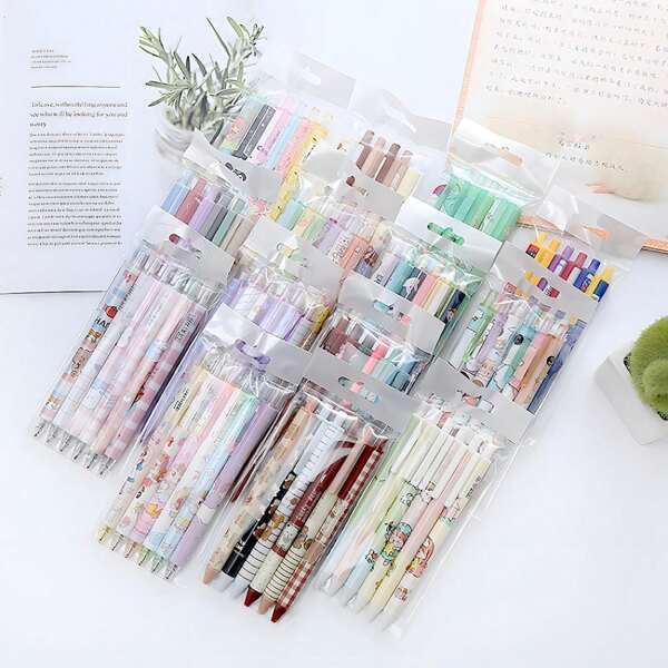 Black Banana SHAIDOJIO 12 Kawaii Gel Pens, 0,5 mm uroczy długopis, Kawaii Cartoon Pen dla dzieci Office Gifts Student Gift Writing Journal School Home Office, artykuły szkolne, powrót do szkoły