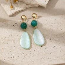 1 Pair Handmade Bohemian Style Resin Water Drop Dangle Earrings For Women, Unique Design & Colors, Irregular