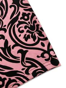 Đầm ôm sát dáng dài ngang gối, không tay, cổ đứng, chất liệu cao cấp, in họa tiết retro châu Âu và Mỹ, màu hồng, thích hợp cho kỳ nghỉ hè thanh lịch. - Hồng - Xem 5