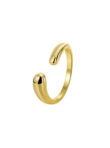 Charm-In 1 Stück 18 Karat vergoldeter messing einfacher C-förmiger glatter Ring / Welpen Muster Ring / Schmetterling Muster Ring, Geschenk