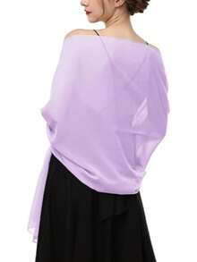 Chiffon Shawl Wrap, Suitable For Brides, Weddings, Formal Dresses And Special Occasions - Purple - View 6