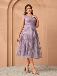 High-End V-Neck Print Pullover Maxi Dress