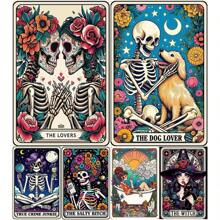 1 5D DIY Diamantmalerei Set, Vollrunde Diamantmalerei - Halloween Tarot Schädel