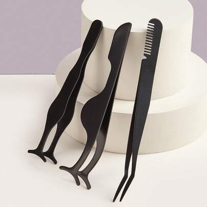 睫毛嫁接镊子，不锈钢睫毛夹，睫毛夹，适用于夹取和粘贴假睫毛，是商业和家庭使用的必备眼部化妆工具，也适用于商业分销。