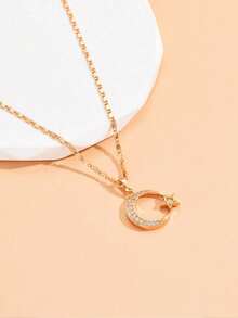 1 Thời Trang Đính Đá Cubic Zirconia Trang Trí Ngôi Sao Chi Tiết Mặt Trăng Dây Chuyền Nữ Trang Trí Hàng Ngày - Vàng - Xem 1