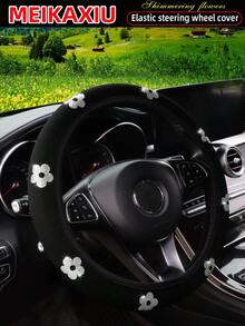 MEIKAXIU 1pc Neoprene Shiny Flower Design Elastic Steering Wheel Cover, Waterproof & Anti-Slip, Fits 14.5-15 Inch Ladies Steering Wheel - 37-38cm 14.5-15 Inches - View 11