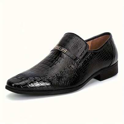 Men Business Oxford Shoes Crocodile Print High Gloss Formal
