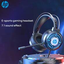 HP سماعات رأس H120 سماعة رأس سلكية للألعاب مزودة بأضواء ملونة ووحدة مكبر صوت 50 مم وسماعات أذن كبيرة لطيفة على البشرة وميكروفون قابل للانحناء وتصميم خفيف الوزن باللون الأسود [فتحة واحدة مقاس 3.5 بوصة]