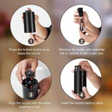 Waterless Diffuser For Essential Oil Nebulizer Battery Operated With 3 Mist Modes, 4 Timers, 7-Color LED – Aromatherapy Diffuser, Car Freshener Diffuser For Home Hotel Office (Black) Halloween Christmas New Year