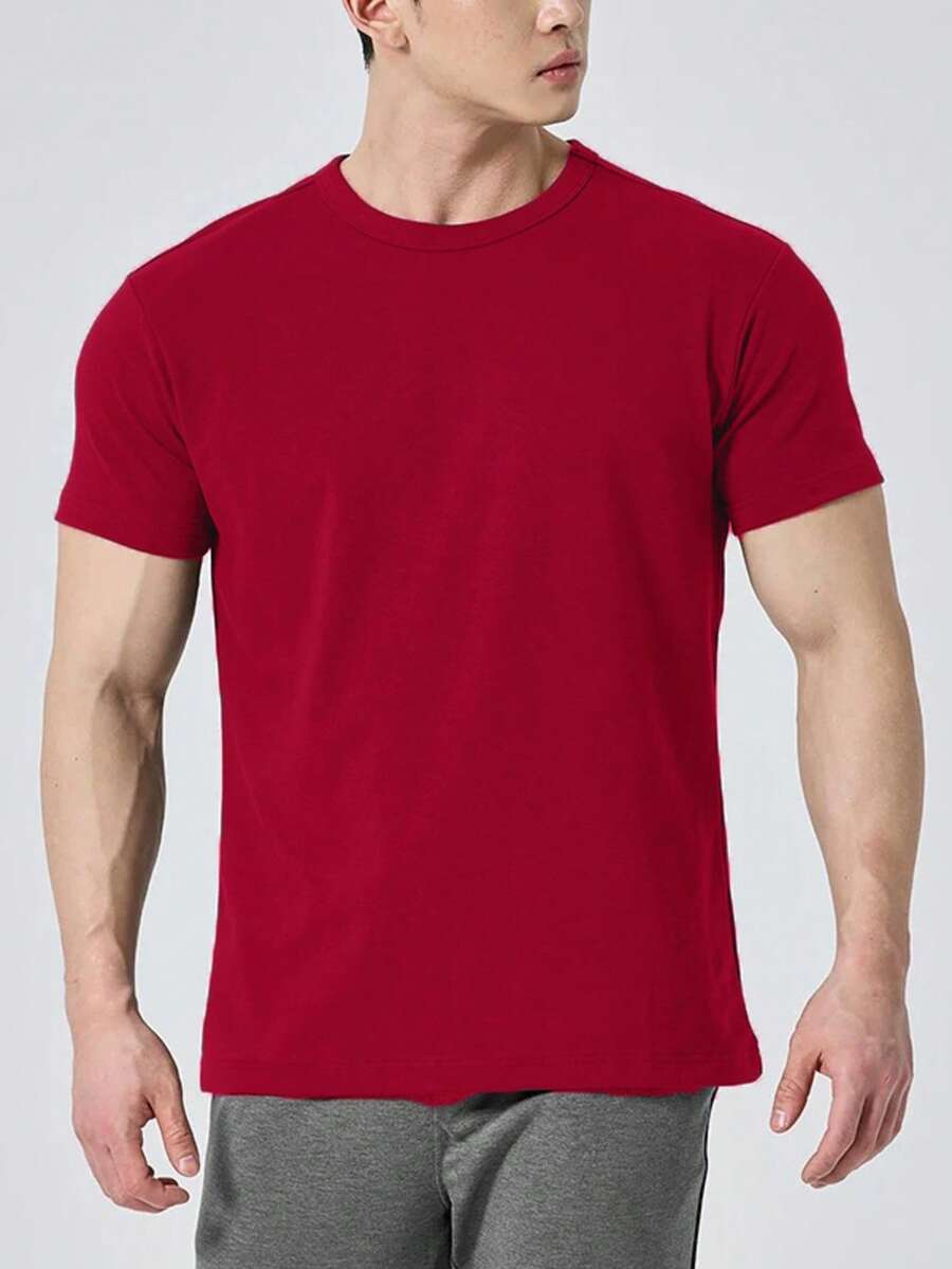 Plain Basic Short Sleeve T-Shirts 100% Cotton 30.1 Thread Count Combed - Đỏ tươi - Xem 1
