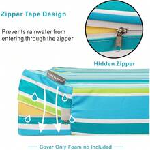 Local Delivery- Outdoor Cushion Slipcovers Waterproof 4 Pack Patio Chair Seat Cushion Covers With Zipper And Tie, 22 X 20 X 4 Inch, Replacement Cover Only - Stripes Turquoise - View 3