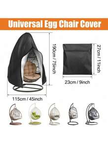 Outdoor Egg Chair Waterproof Cover - Thickened Oxford Cloth Zippered Dustproof & UV-Resistant Protective Cover For Hanging Eggshell Swing