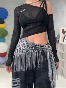 个性豹纹亮片爵士舞腰巾 | 街舞/嘻哈/肚皮舞臀帘配饰