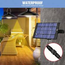 LED Hof-Pendelleuchte mit Fernbedienung, Solar Panel, wasserdicht, Dämmerungs-Sensor, Auto An/Aus, für Außen, Garten, Haus, Terrasse, Straßenbeleuchtung, Aufladen durch Sonnenlicht, für Scheune, Wand, Hängen, Schuppen, Flutlicht, tragbar, Camping, Zelt, Teich, Fischen, Park, Weg, Nachtsicherheit, Notbeleuchtung, 1/2/3/4 Leuchten, Kalt-/Warmweiß