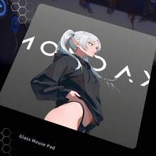 Glass Mouse Pad Black Japanese Anime Cool Hard Mouse Pads For Gaming, Professional Large Mouse Mat 17.72*15.75 Inch, Special Glass Surface With Improved Precision And Speed